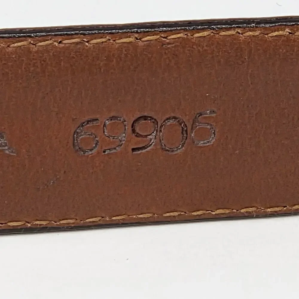 Crocodile Leather Belt Brown Solid Brass Buckle Mens Size 34 Academia Office USA